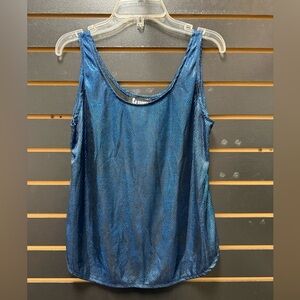 U-Turn Metallic Blue Shimmer Tank Top M